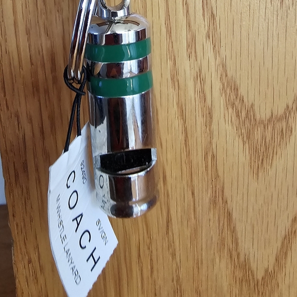 COACH 3D Whistle Solid Silver Nickel Keychain Key Ring FOB with Lanyard. NEW - Picture 5 of 5